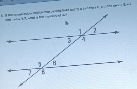 m∠ 2=5x+3