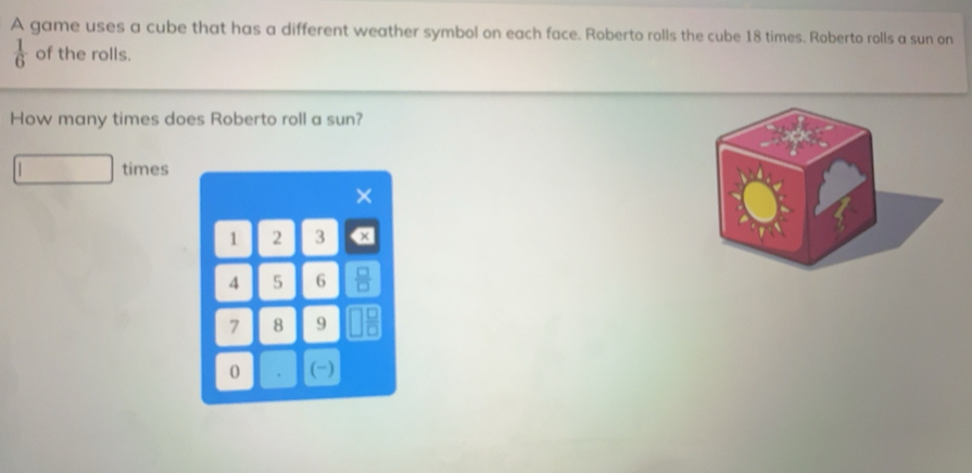 Solved: A game uses a cube that has a different weather symbol on each ...