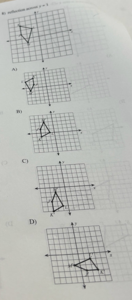 y=1
A)
B)
C)
D)