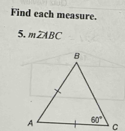 Find each measure.
5. mwidehat ZABC