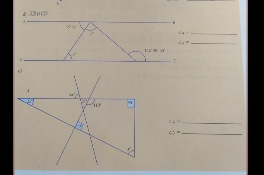 overline AB||overline CD
∠ x= _
∠ y= _
∠ x= _
∠ y= _