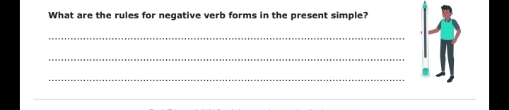 What are the rules for negative verb forms in the present simple? 
_ 
_ 
_ 
_ 
_