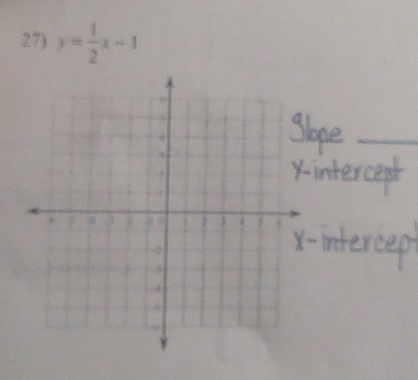 y= 1/2 x-1
_