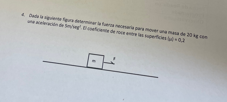Solved: Dada la siguiente f erminar la fuerza necesaria para mover una ...
