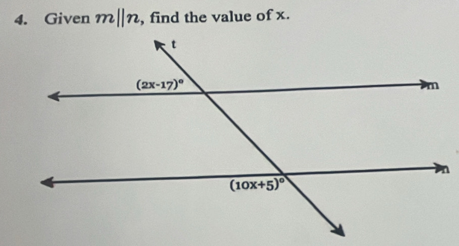 Given m||n , find the value of x.