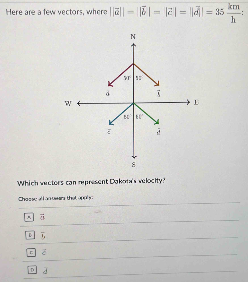 Solved: Here are a few vectors, where ||vector a||=||vector b ...