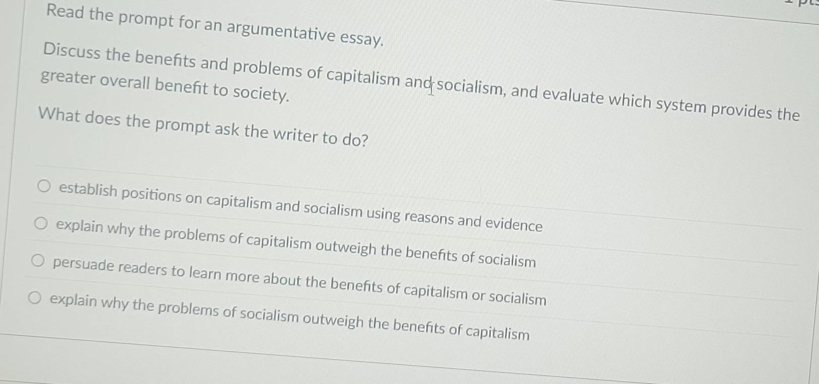 Solved: Read the prompt for an argumentative essay. greater overall ...