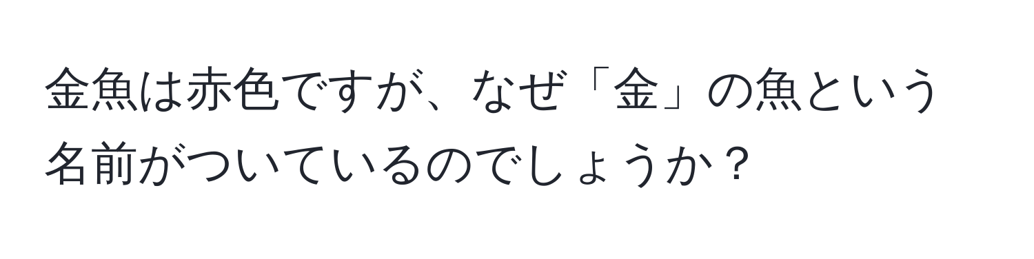 金魚は赤色ですが、なぜ「金」の魚という名前がついているのでしょうか？