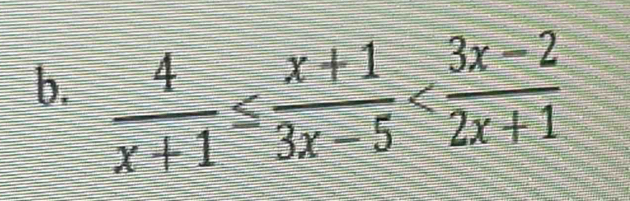  4/x+1 ≤  (x+1)/3x-5 