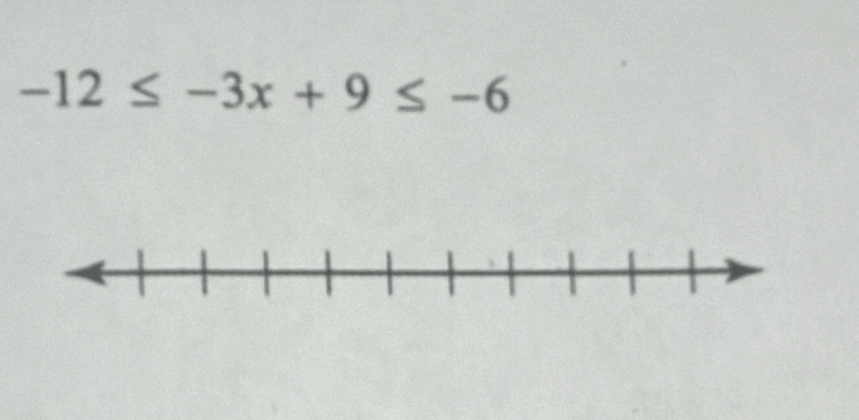 -12≤ -3x+9≤ -6