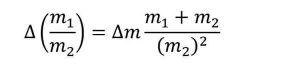 △ (frac m_1m_2)=△ mfrac m_1+m_2(m_2)^2