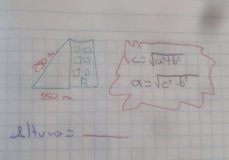 8
c=sqrt(a^2+b^2)
a=sqrt(c^2-b^2)
150 m
2) fvra= _