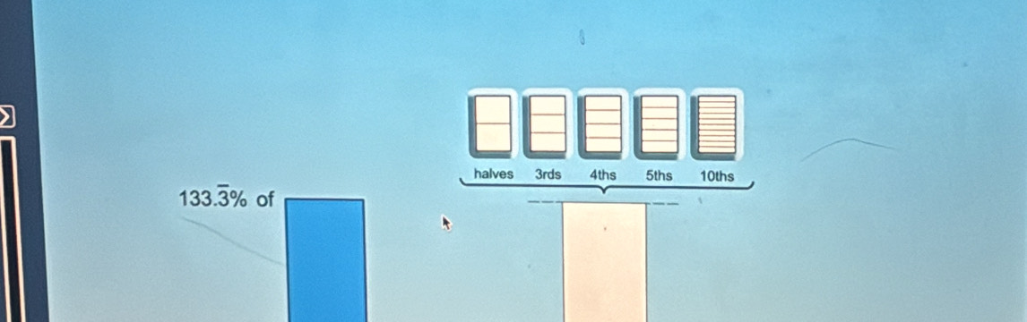 halves 3rds 4ths 5ths 10ths
133.overline 3% of