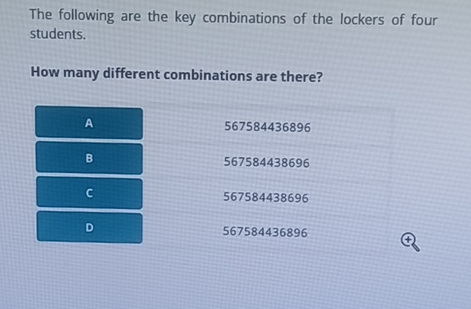 Solved: The following are the key combinations of the lockers of four ...