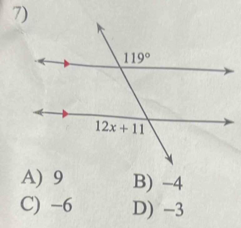 A) 9
B) -4
C) -6
D) -3