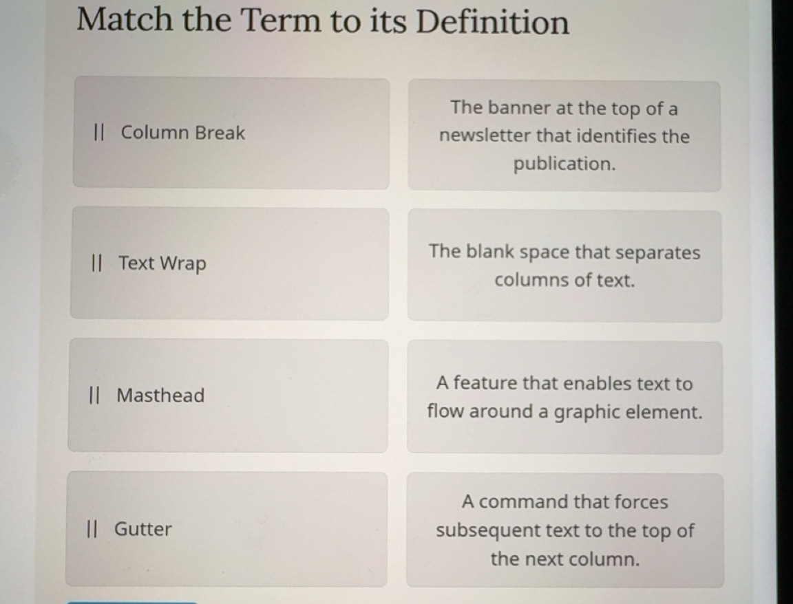 Solved: Match the Term to its Definition The banner at the top of a ...