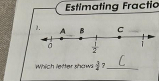 Estimating Fractio
Which letter shows  3/4  ?_