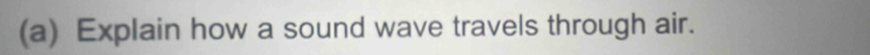 Explain how a sound wave travels through air.