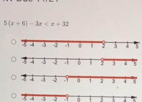 5(x+6)-3x
-3 -2 3 Ở 1 2 a 5