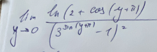 lim _yto 0frac ln y+3))))(3^(y+1)-1-1)^2