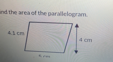 ind the area of the parallelogram.