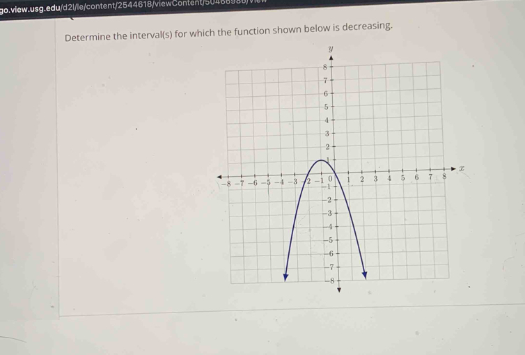 Determine the interval(s) for which the function shown below is decreasing.