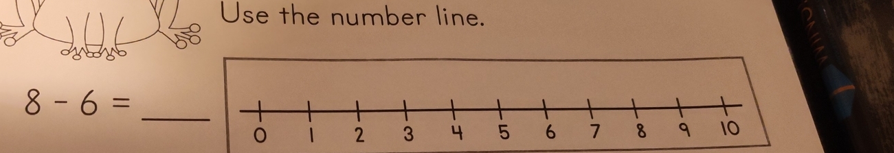 Use the number line. 
_ 8-6=