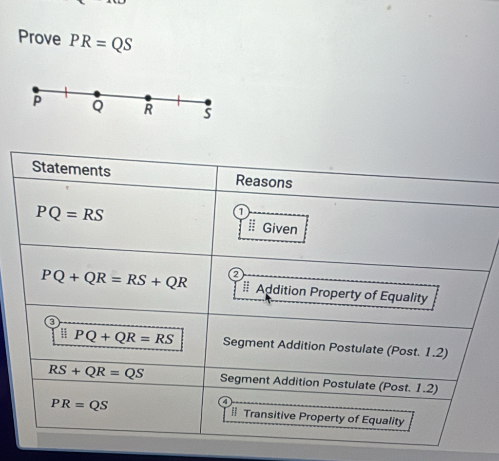 Prove PR=QS
P Q R 5