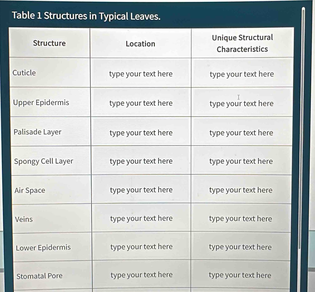 Table 1 Structures
C