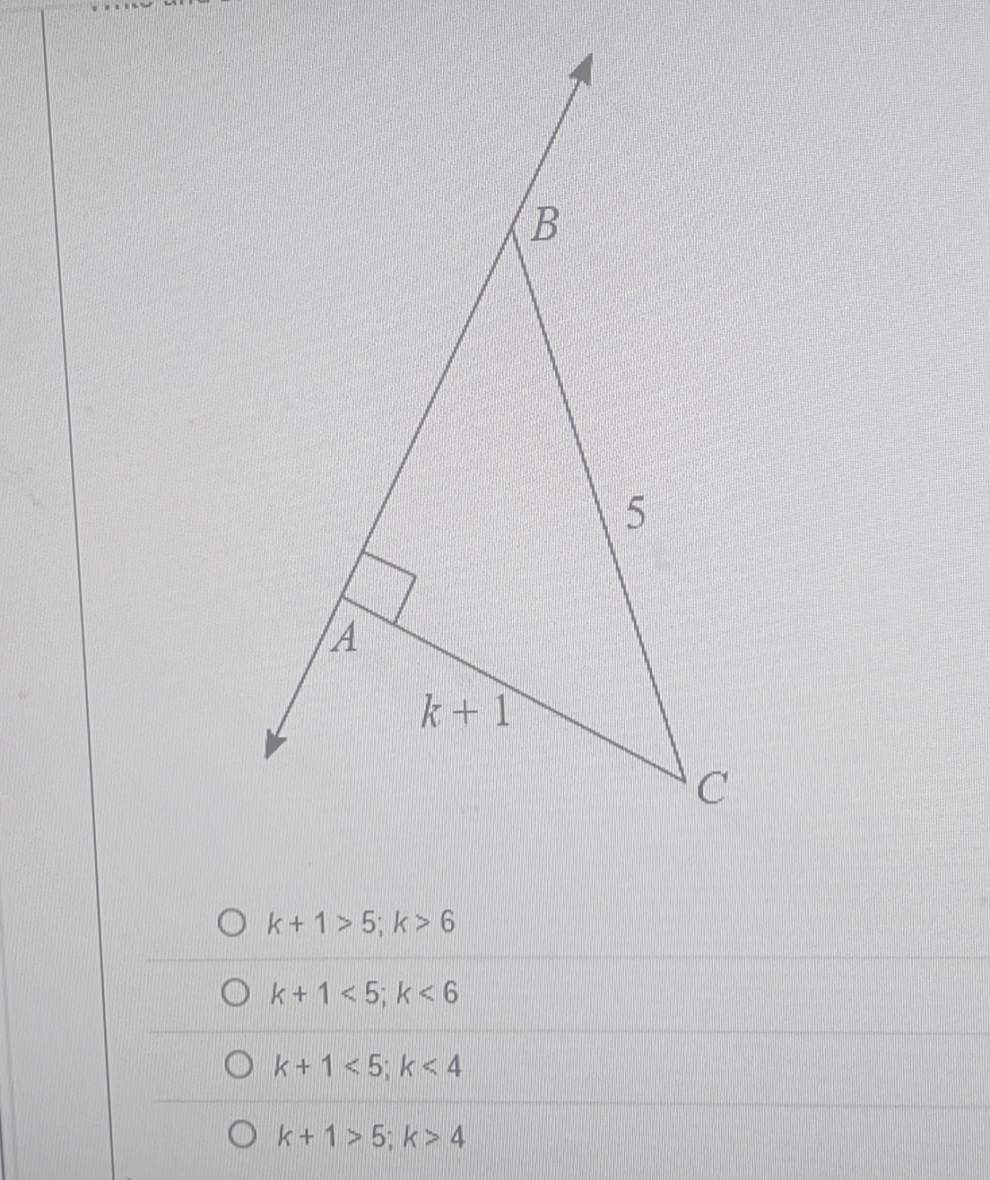 k+1>5;k>6
k+1<5;k<6</tex>
k+1<5;k<4</tex>
k+1>5;k>4