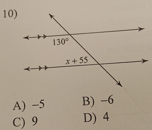 A) -5
B) -6
C) 9
D) 4