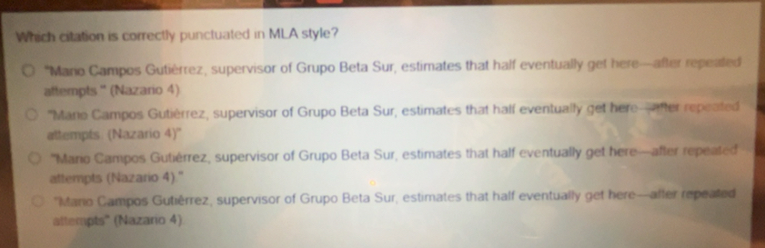 Gelöst:Which citation is correctly punctuated in MLA style? "Mano