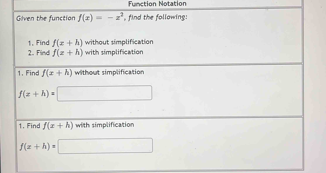 Function Notation