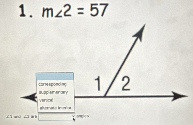 m∠ 2=57