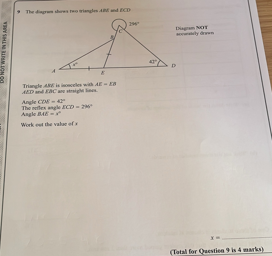 Solved: The diagram shows two triangles ABE and ECD Diagram NOT ...