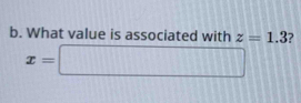 What value is associated with z=1.3 ?
x=□