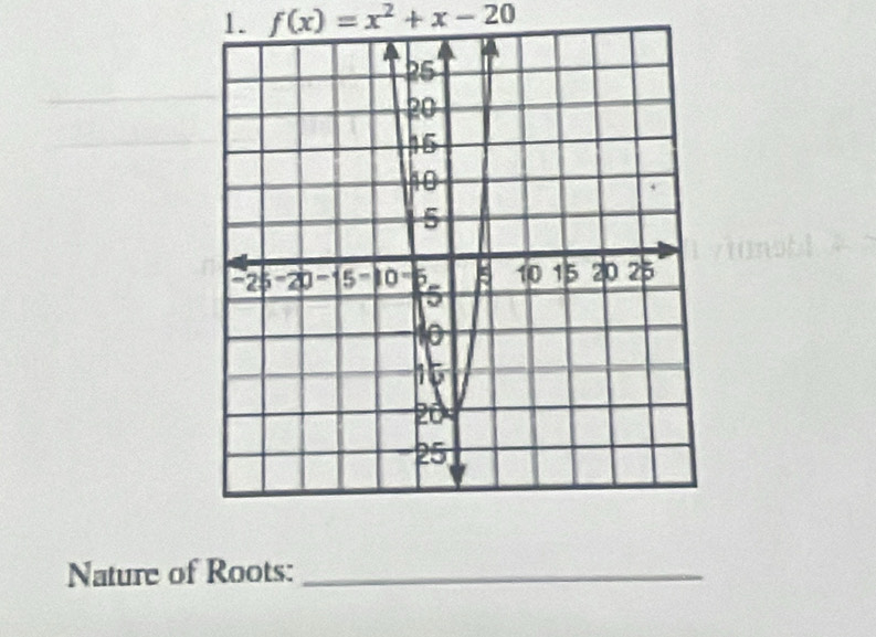 f(x)=x^2+x-20
Nature of Roots:_