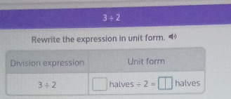 3/ 2
Rewrite the expression in unit form.