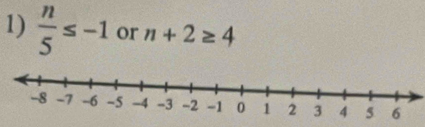  n/5 ≤ -1 or n+2≥ 4