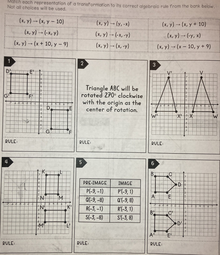 Solved: Match each representation of a transformation to its correct ...