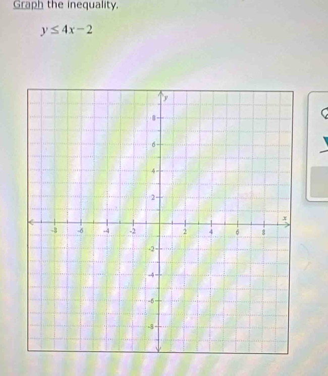 Graph the inequality.
y≤ 4x-2