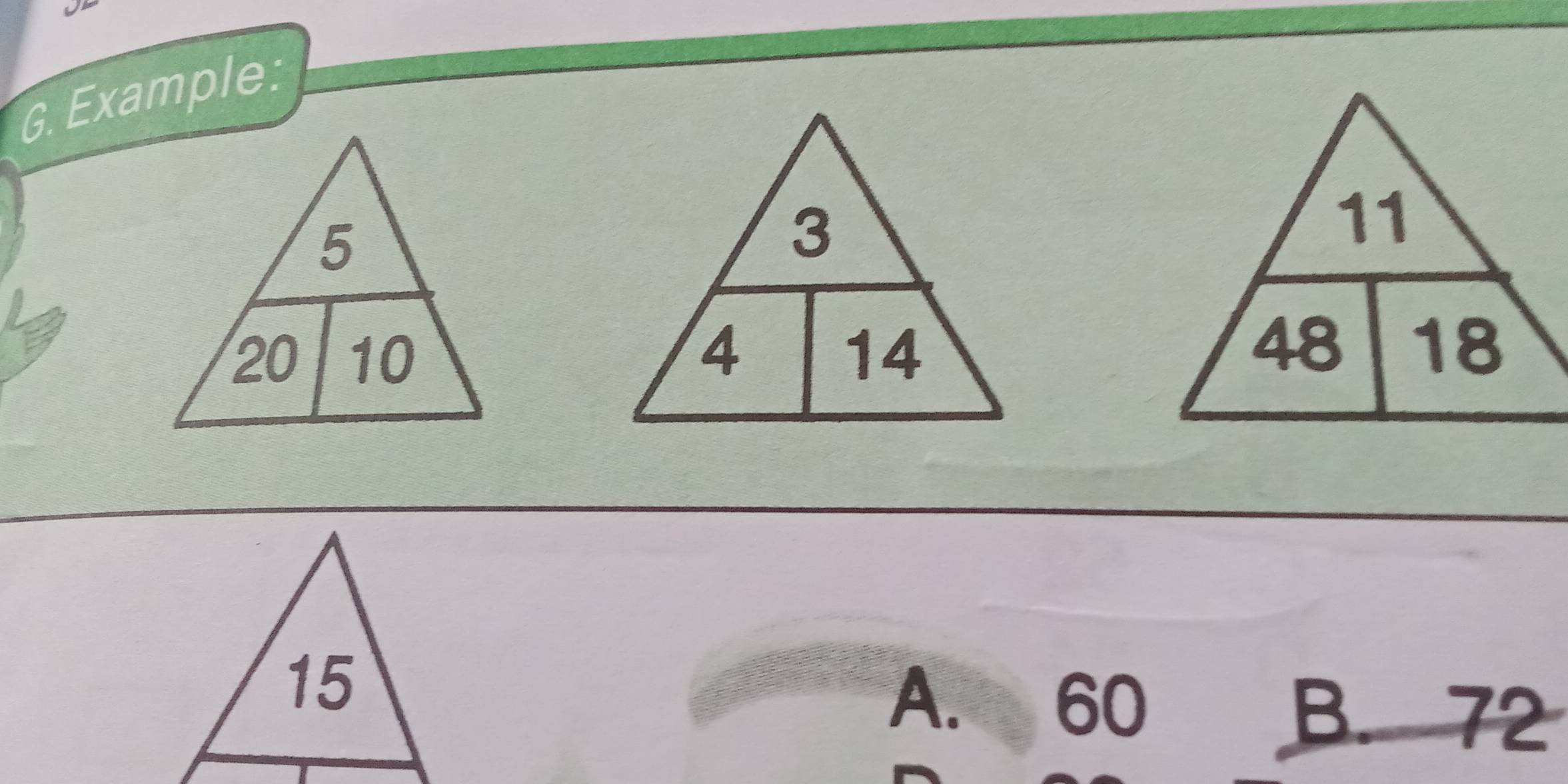 Example:
A. 60
B. 72