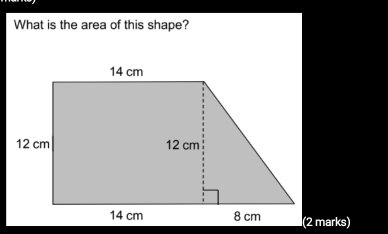 What is the area of this shape? 
(2 marks)