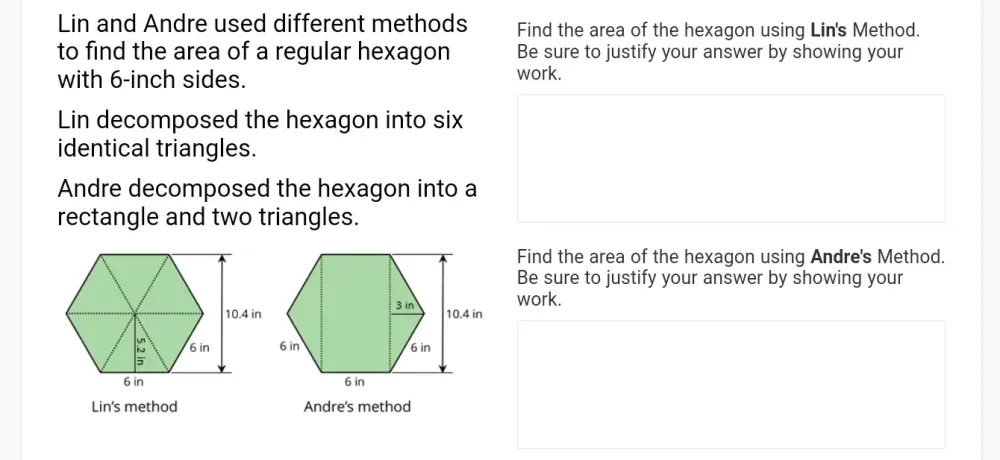 Solved: Lin and Andre used different methods Find the area of the ...