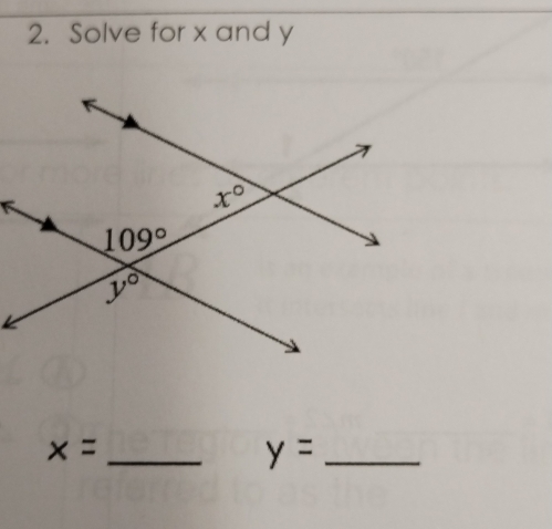 Solve for x and y
x= _
y= _