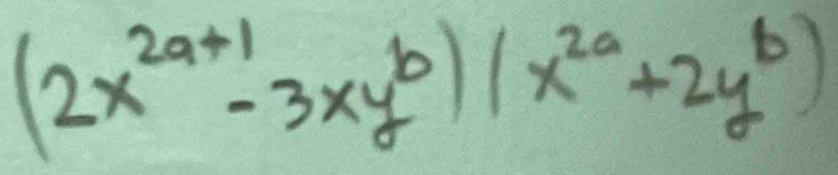 (2x^(2a+1)-3xy^b)(x^(2a)+2y^b)