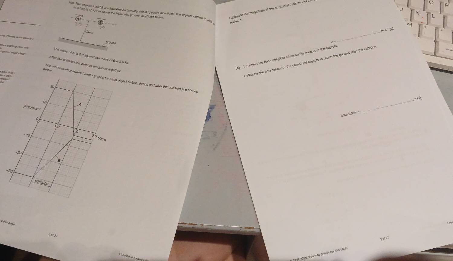 Solved: f(a) Two objects A and B are travelling horizontally and in ...