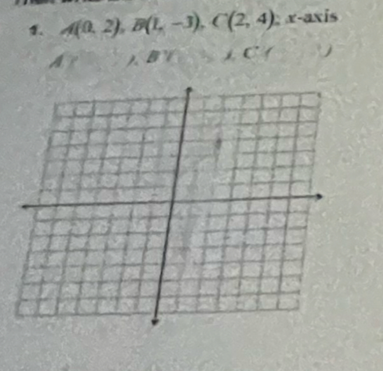 A(0,2), B(1,-3), C(2,4) a r-axis 
.