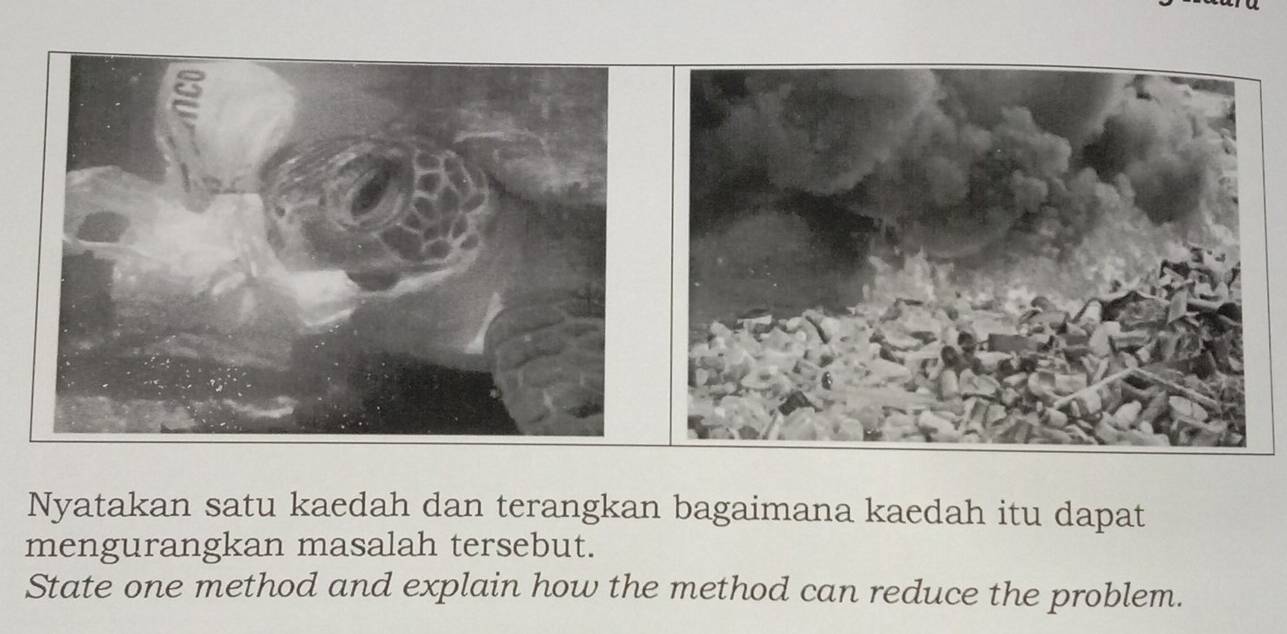 Nyatakan satu kaedah dan terangkan bagaimana kaedah itu dapat 
mengurangkan masalah tersebut. 
State one method and explain how the method can reduce the problem.