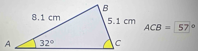 ACB=57°